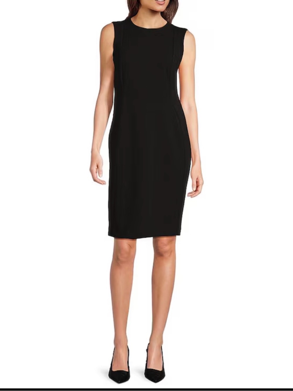 Calvin Klein Black Sleeveless Midi Sheath Dress